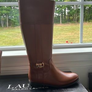 LAUREN RALPH LAUREN EVERLY RIDING BOOT.  Polo Tan
